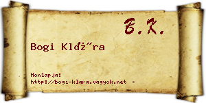 Bogi Klára névjegykártya